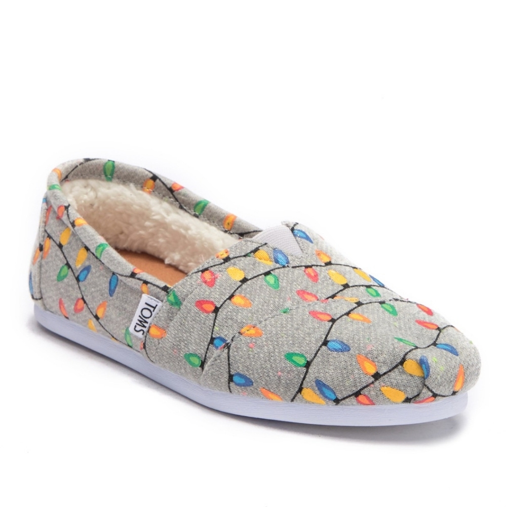 Toms Faux Fur Lined Christmas Light Slip Ons